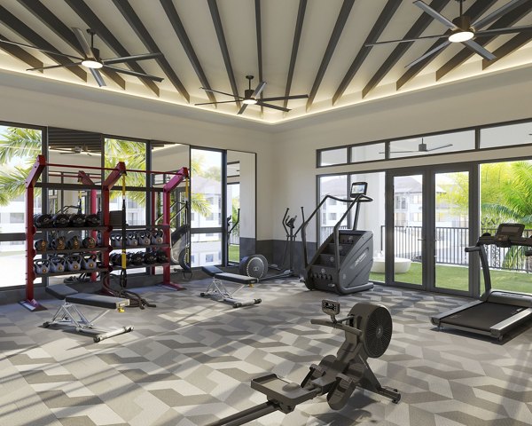 fitness center at Reva Apartments