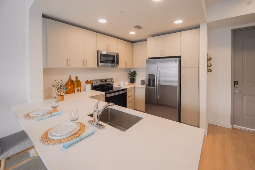 kitchen at Reva Apartments