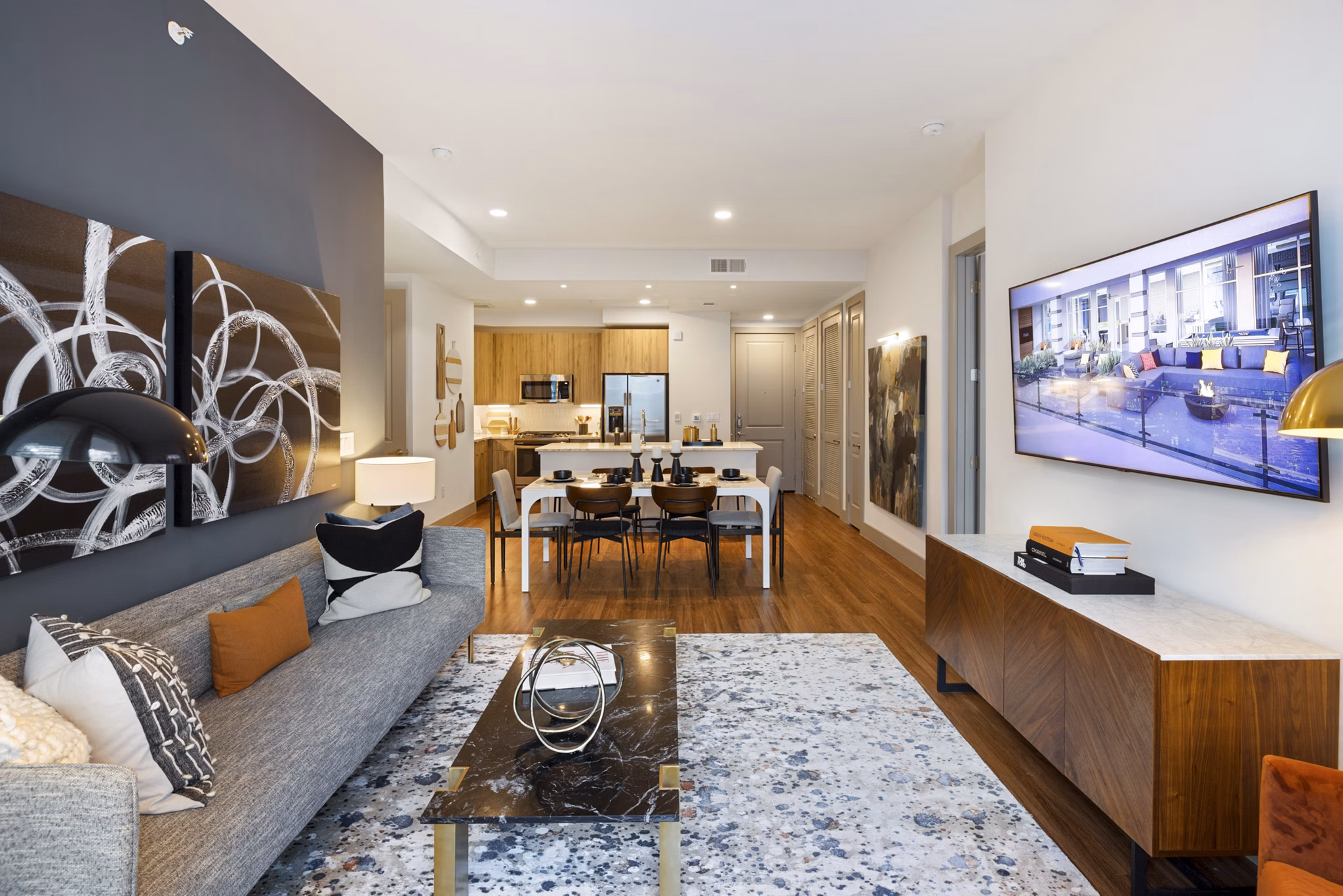 living room at Reverie at River Hollow Apartments
