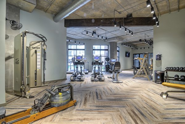 fitness center at The Monroe Apartments