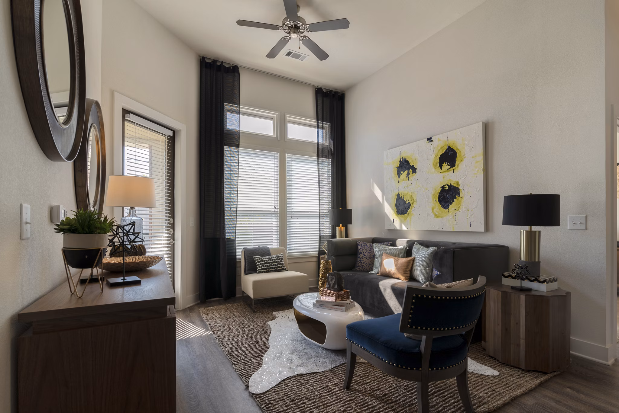 living room at The Monroe Apartments