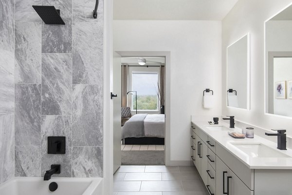 Luxurious bathroom with sleek finishes at Starlight Apartments