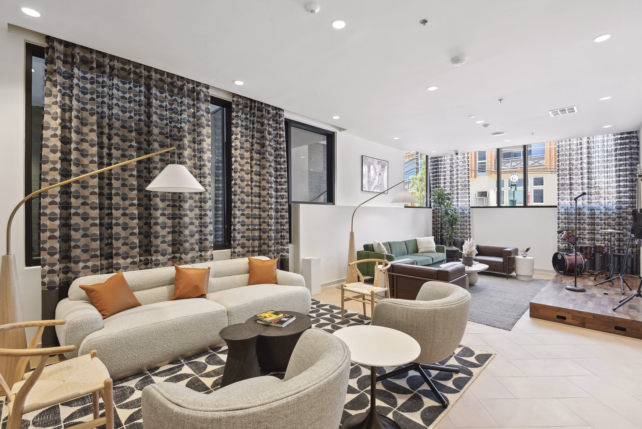 Luxe lobby with modern design and plush seating at Starlight Apartments
