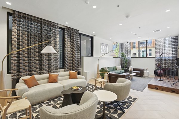 Luxe lobby with modern design and plush seating at Starlight Apartments