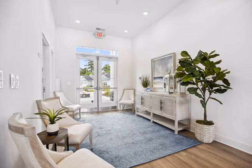 clubhouse game room at River Rock at Blume Road Apartment Homes