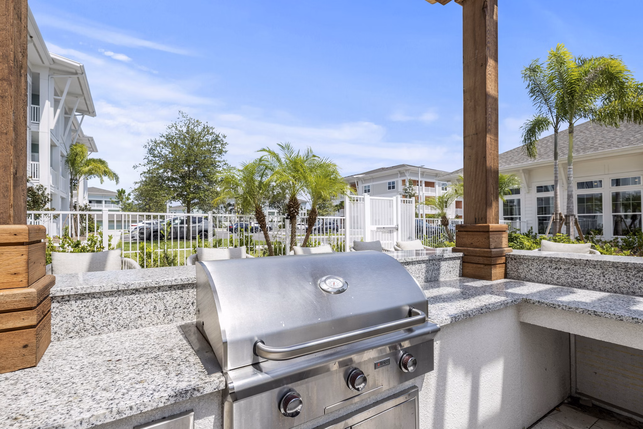 grill area at Lantana at Cypress Cay Apartments