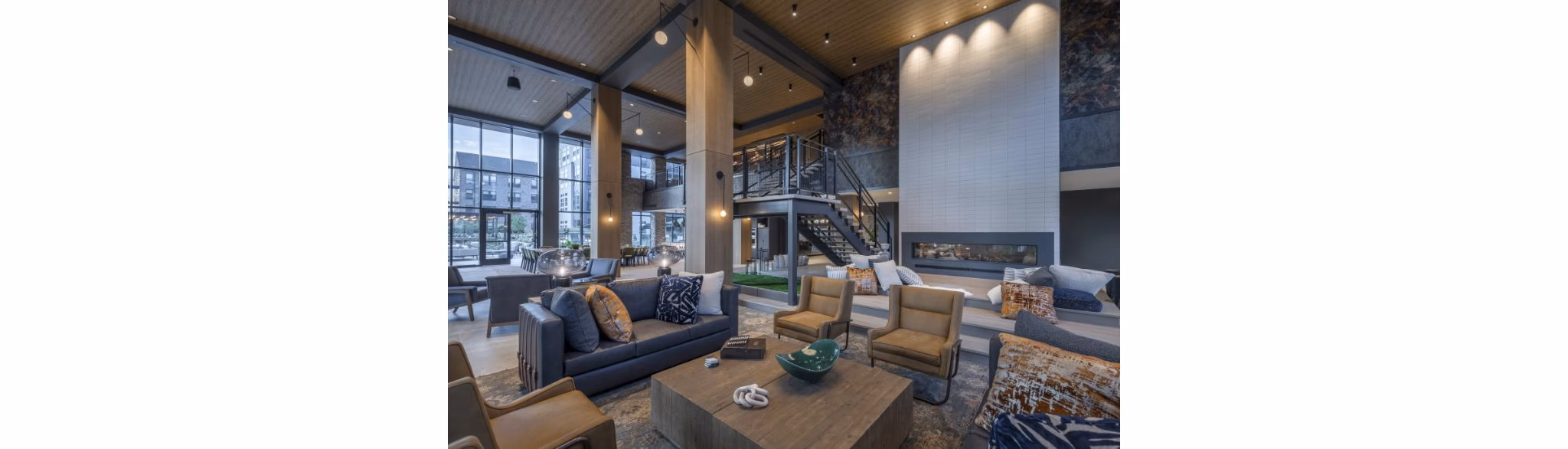 Chic clubhouse with cozy seating and modern dÃ©cor at Matson Mill Apartments, perfect for social gatherings and relaxing with neighbors