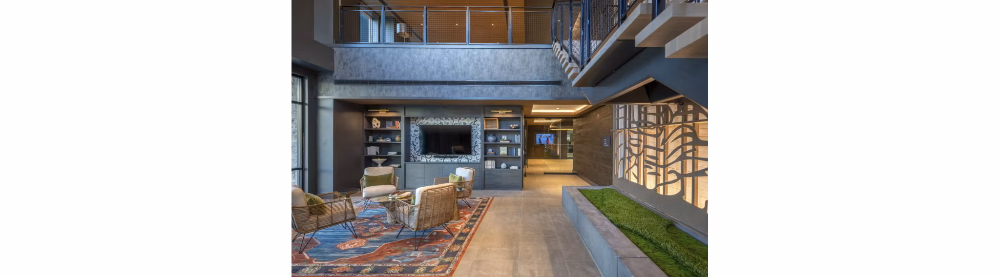 Clubhouse at Matson Mill Apartments: Luxurious space featuring modern design and cozy seating for residents to relax and socialize