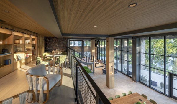 Modern clubhouse with cozy seating areas at Matson Mill Apartments