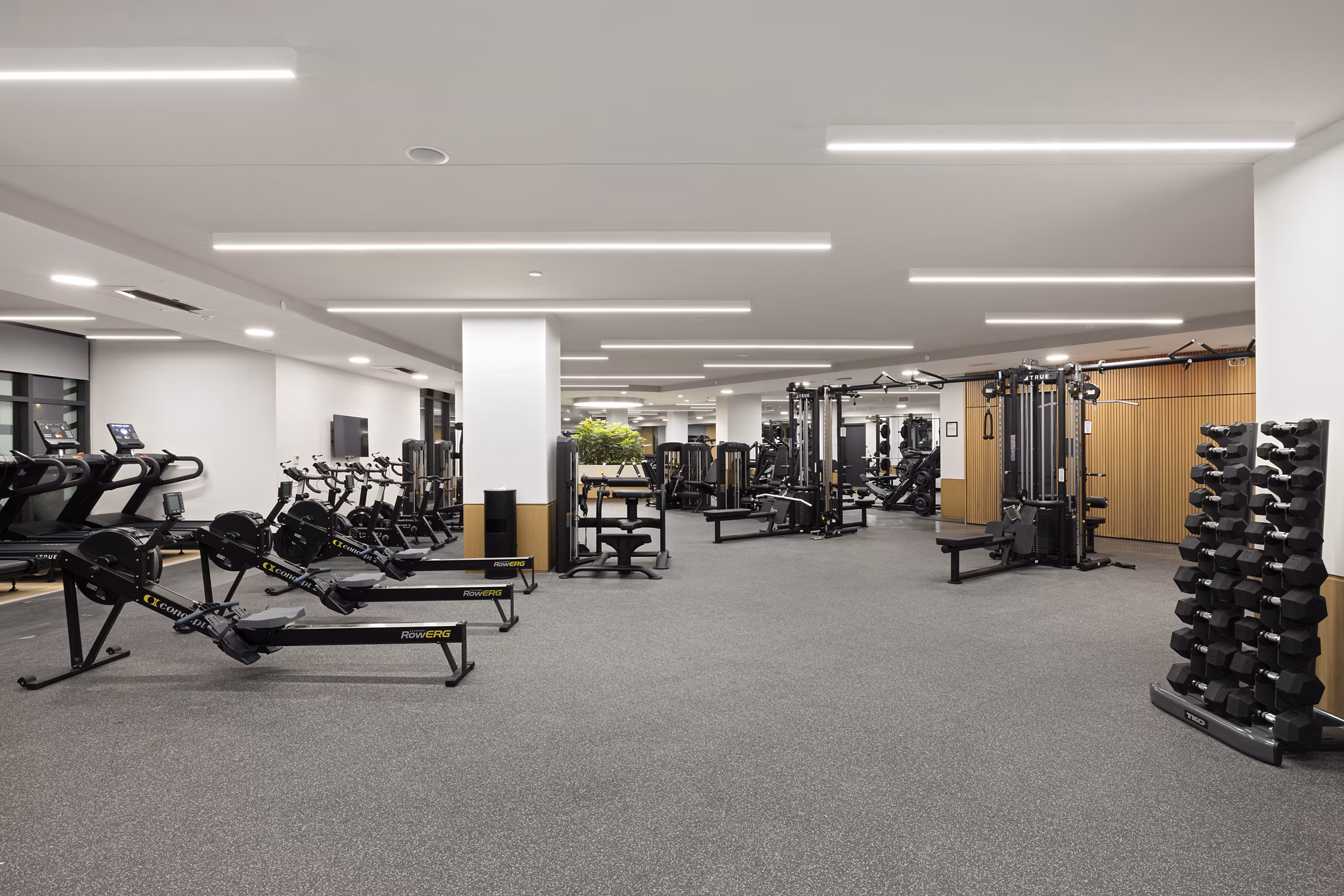fitness center at The Byron Apartments