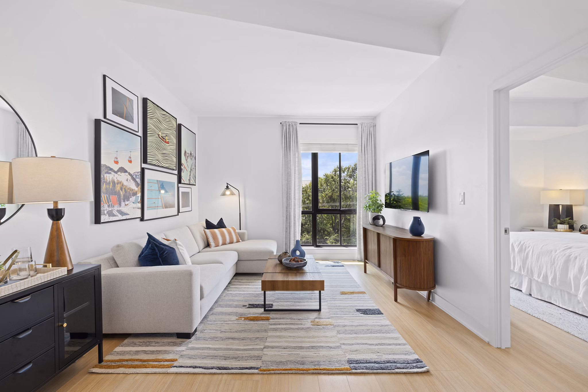 Living Room at Everly Apartments