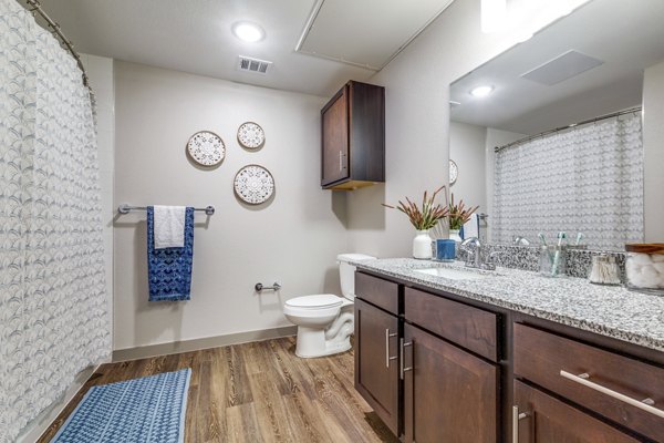 Contemporary bathroom with sleek fixtures at Alders Cross Creek Apartments