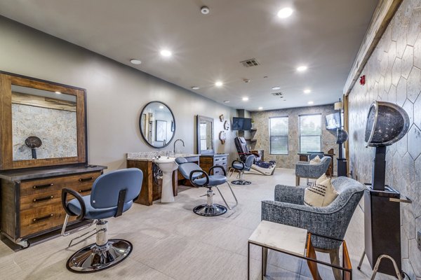 Modern clubhouse hair salon at Alders Cross Creek Apartments offering luxury styling services