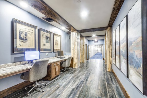 Business center with modern co-working spaces at Alders Cross Creek luxury apartments