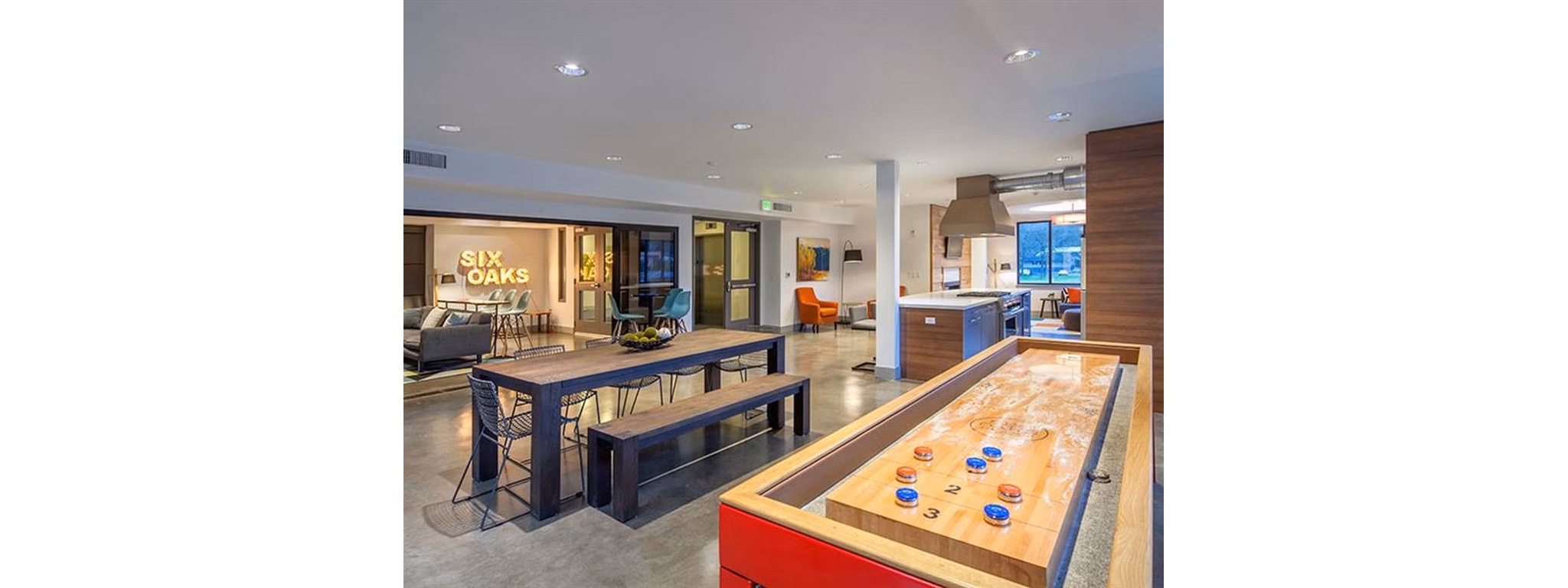 game room at Six Oaks Apartments