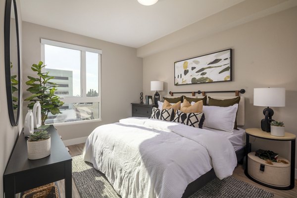 bedroom at The DeMilo Apartments