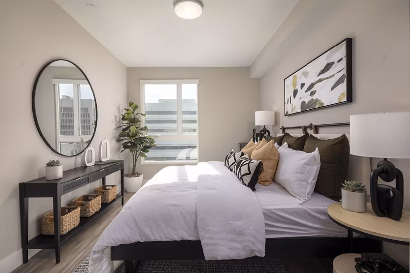 bedroom at The DeMilo Apartments