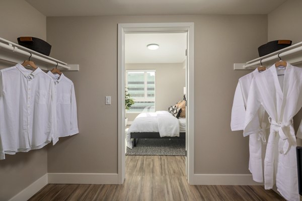 bedroom at The DeMilo Apartments