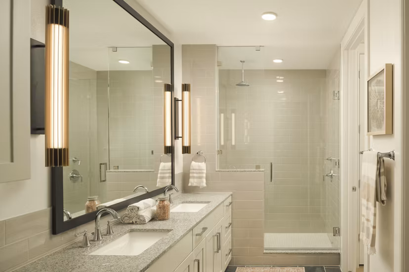 bathroom at The Beverly Apartments