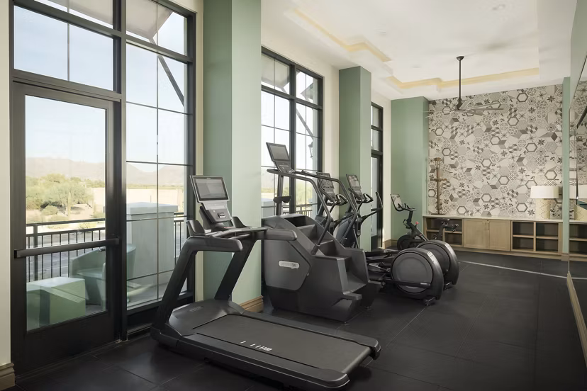fitness center at The Beverly Apartments