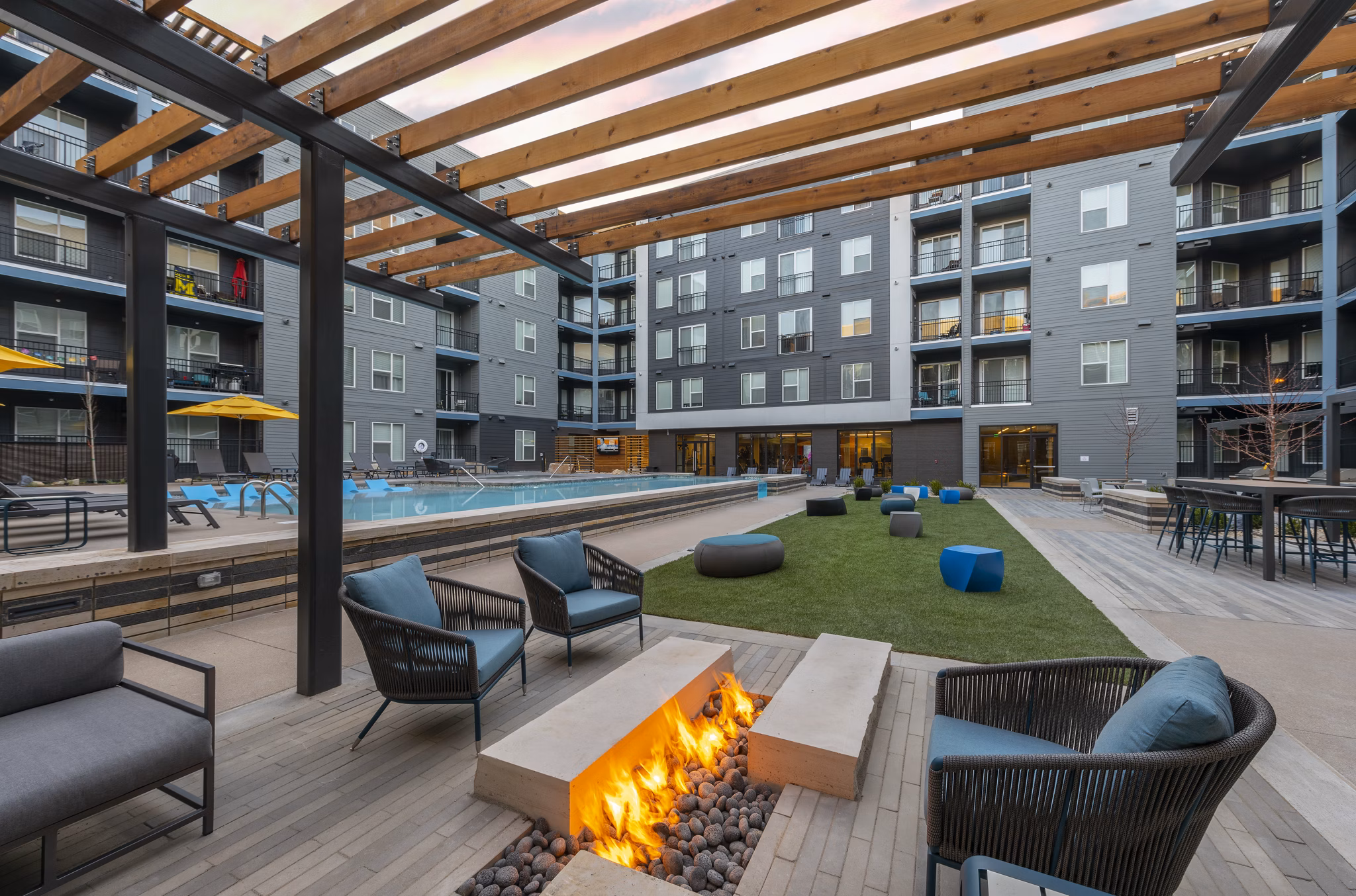 Cozy fire pit at Beacon 85 Apartments for outdoor relaxation