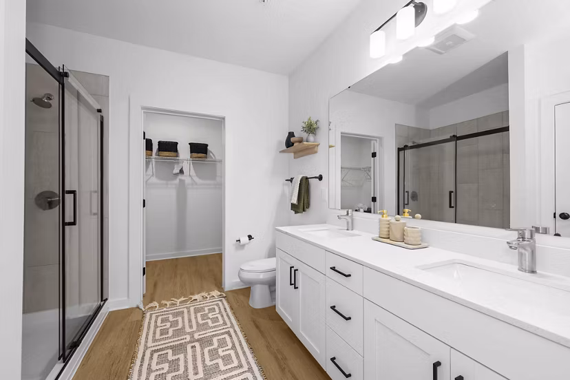 bathroom at Hominy at RiverBlue Apartments