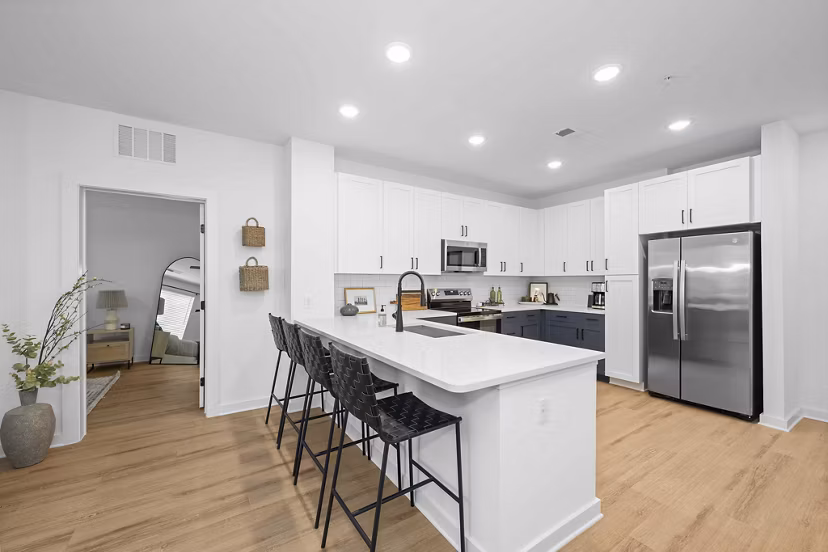 kitchen at Hominy at RiverBlue Apartments