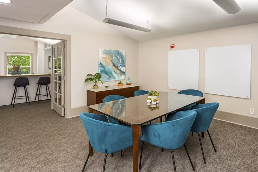 Home office with ergonomic furniture in Alaire Apartment Homes