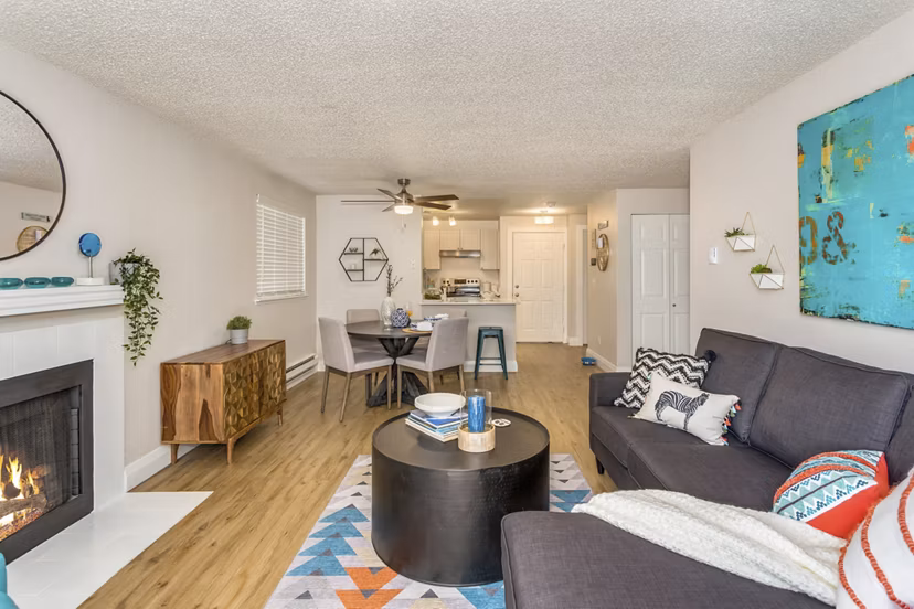 Spacious living room with modern decor at Alaire Apartment Homes apartments