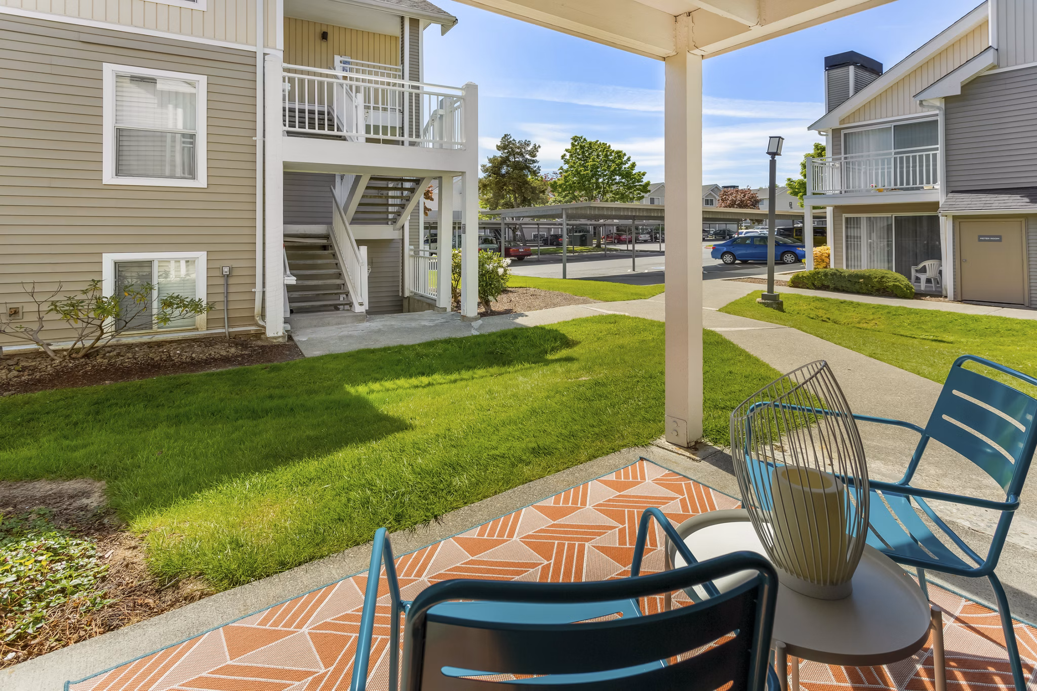 Balcony view at Alaire Apartment Homes, luxury apartments showcasing modern design and outdoor space