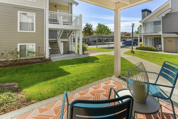 Balcony view at Alaire Apartment Homes, luxury apartments showcasing modern design and outdoor space