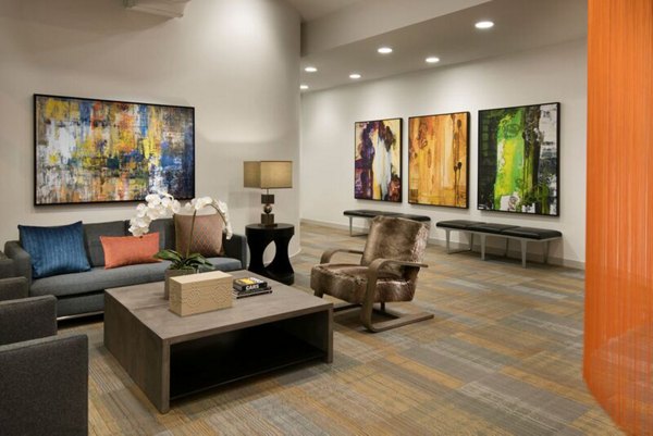 Nexa Apartments: Stylish clubhouse lobby with modern decor and seating areas