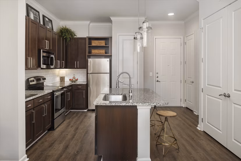 kitchen at Ardmore & 28th Apartments