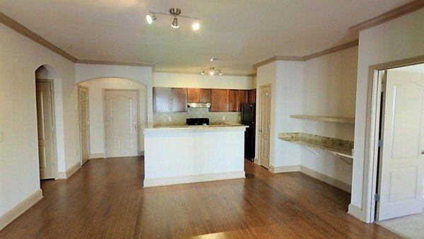 Contemporary kitchen with stainless steel appliances at CB Lofts Apartments, offering stylish urban living in a luxury setting