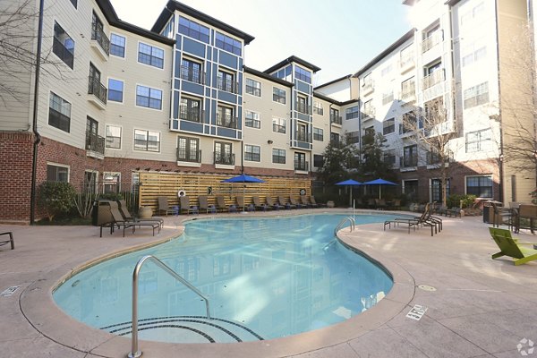 Rooftop pool at CB Lofts Apartments offering scenic city views and luxury amenities for a relaxing urban lifestyle