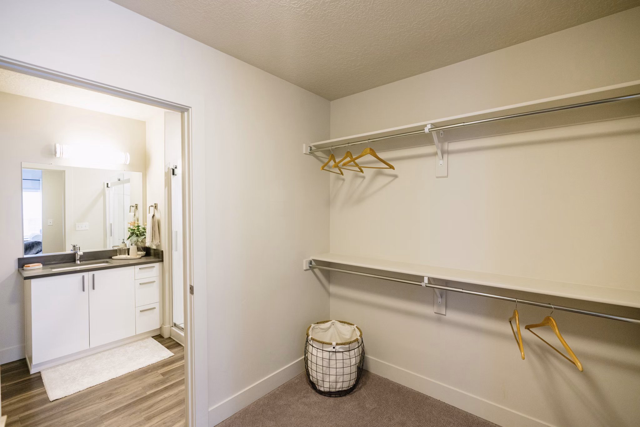 Laundry room with modern appliances at Milagro Apartments in Greystar luxury community
