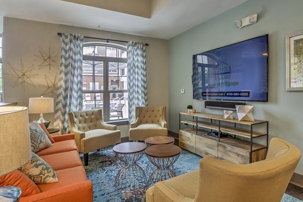 Bright living room with modern decor at Cedar Flats Apartments