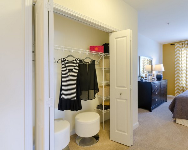Spacious walk-in closet with ample storage space in The Victor Stonebridge Apartments