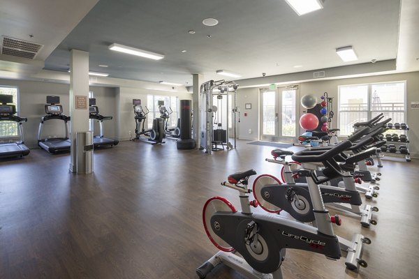Modern fitness center with state-of-the-art equipment at The Victor Stonebridge Apartments