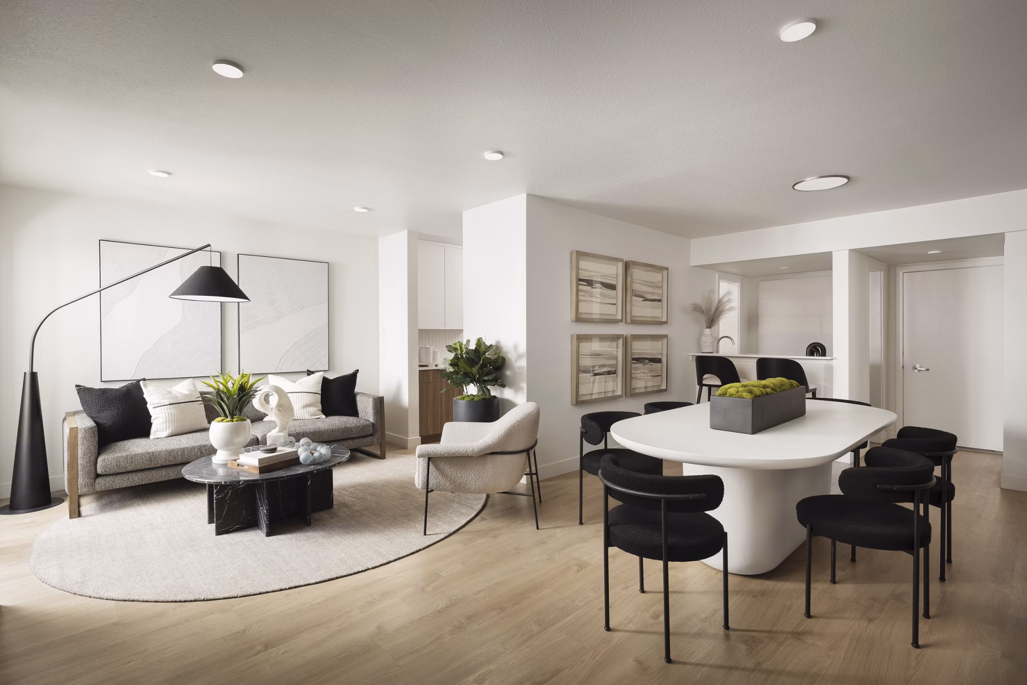 Contemporary clubhouse with stylish seating and open space at Dolphin Marina Apartments, an upscale community by Greystar