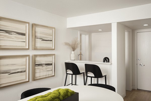 Clubhouse at Dolphin Marina Apartments featuring modern furnishings and social spaces near Boston Harbor