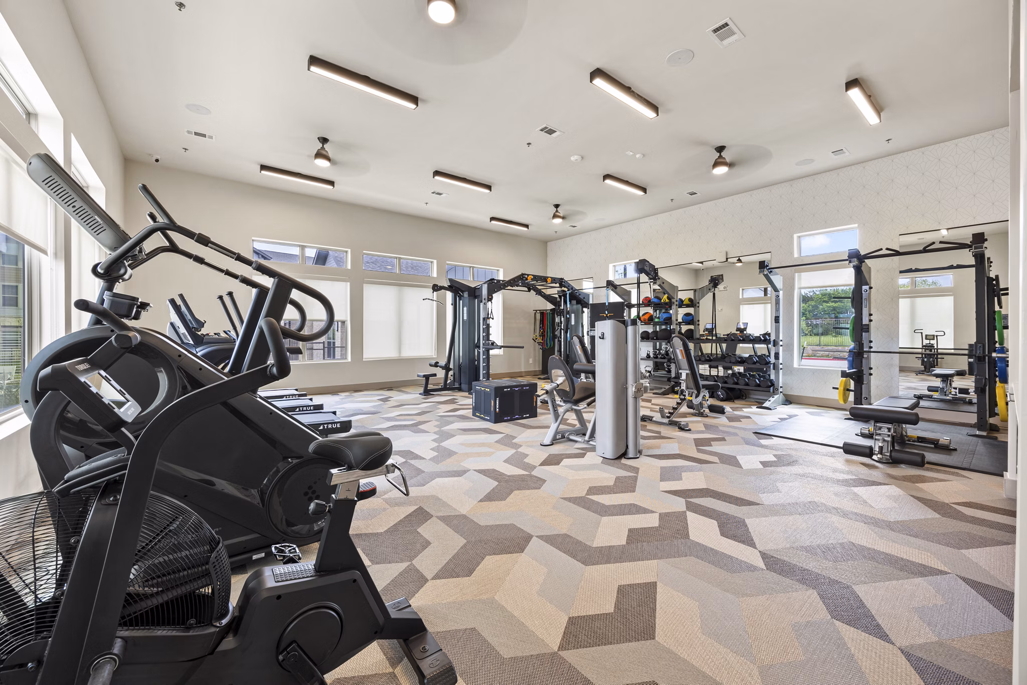 fitness center at Birchway Sherman Apartments