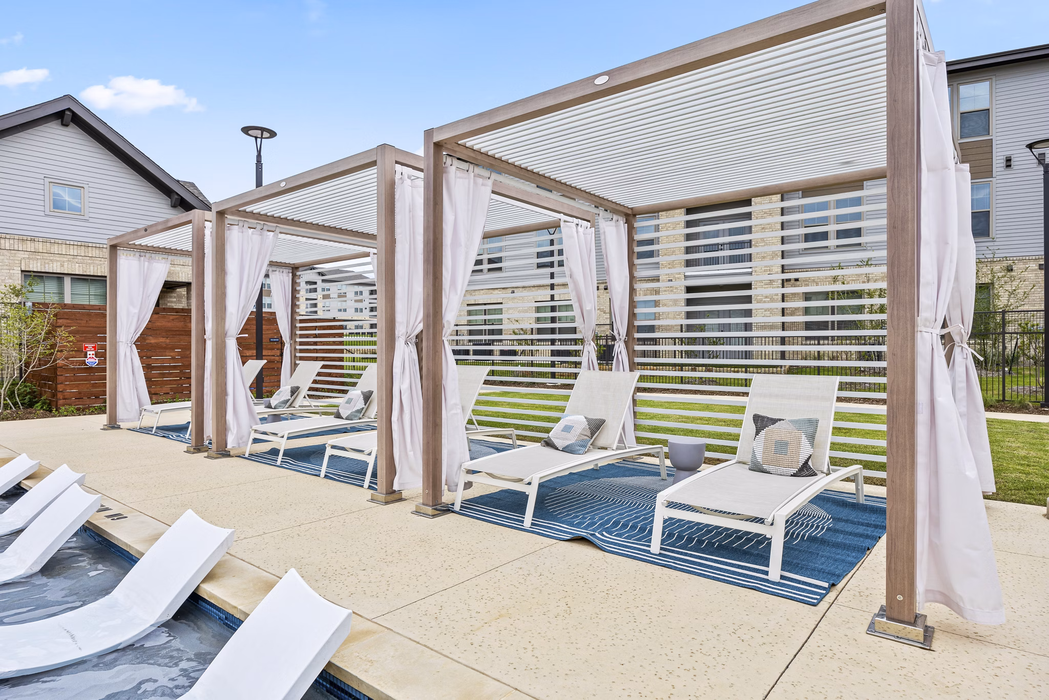 pool patio at Birchway Sherman Apartments