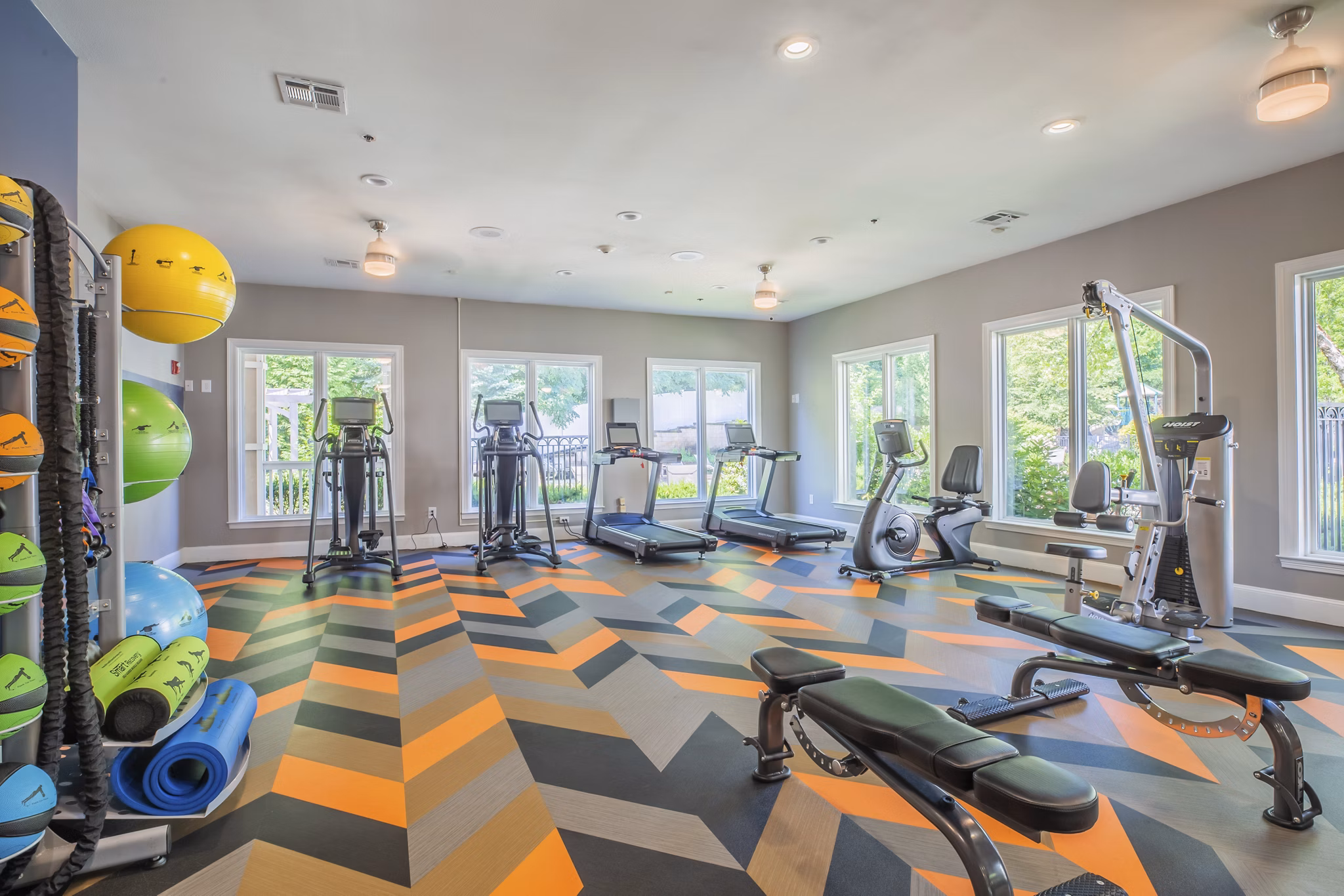 fitness center at Villas at Old Concord Apartments