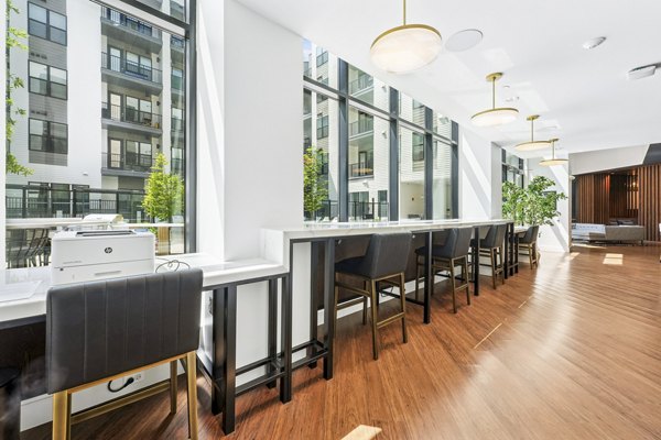 clubhouse business center at The Academy Apartments