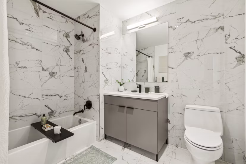 bathroom at The Leaf Apartments 