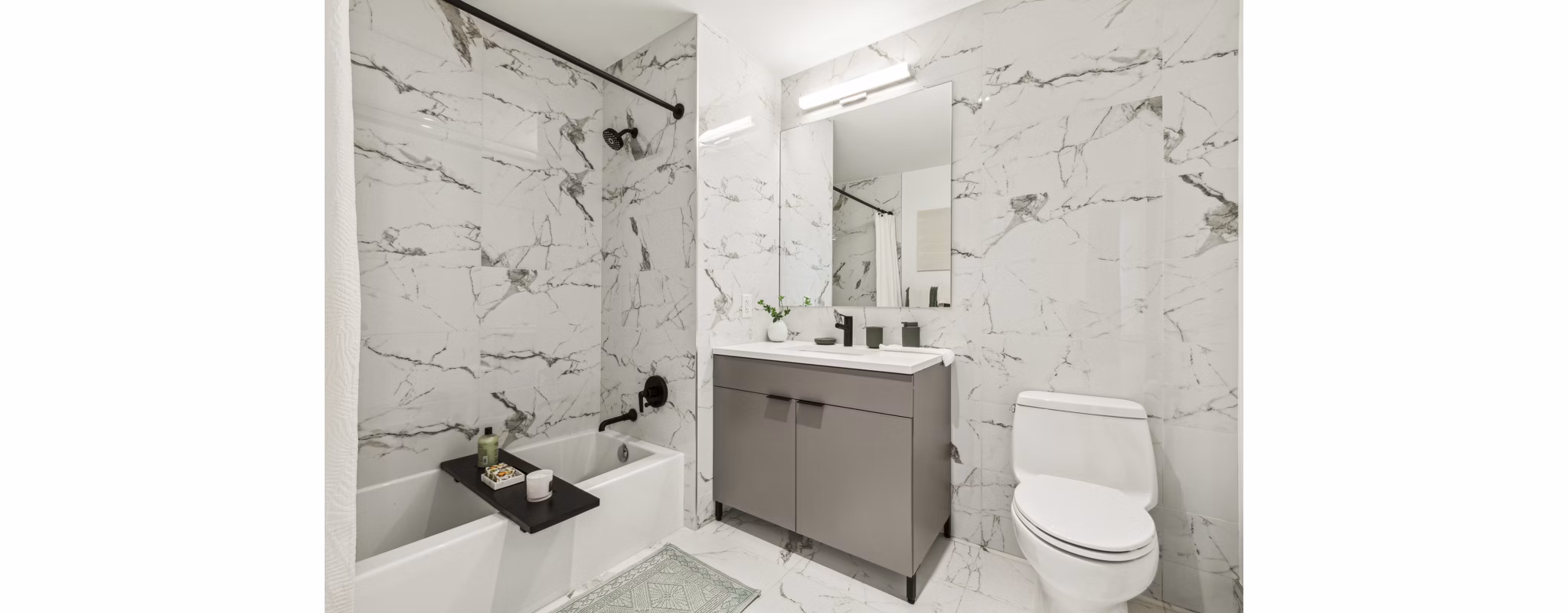 bathroom at The Leaf Apartments 