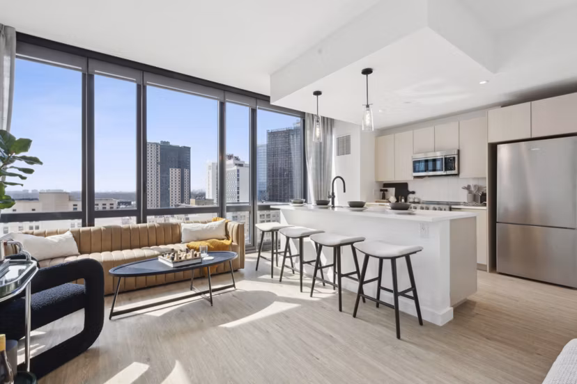 living room at The Leaf Apartments 