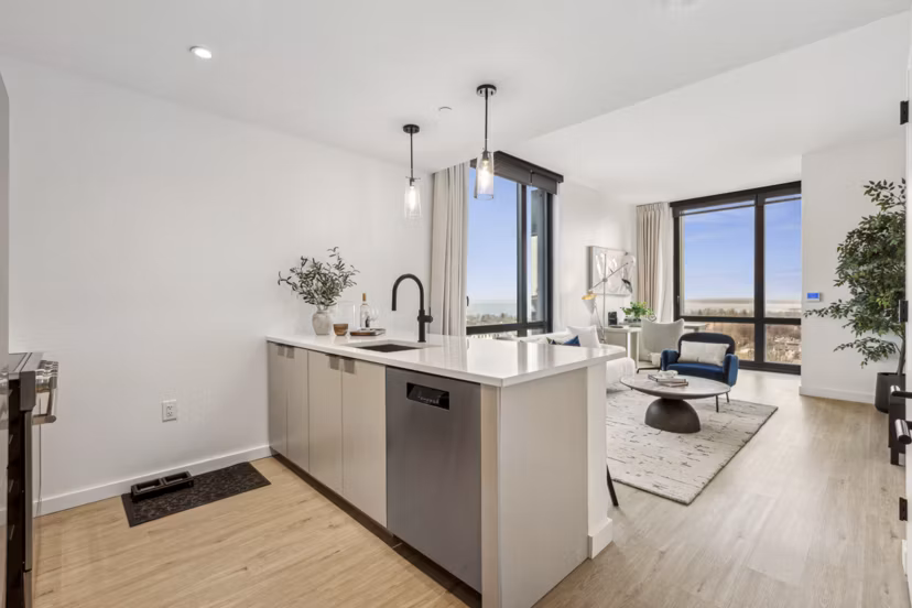 living room at The Leaf Apartments 