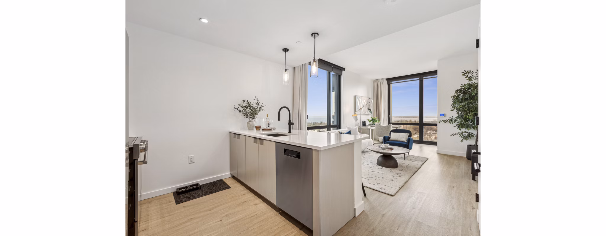 living room at The Leaf Apartments 